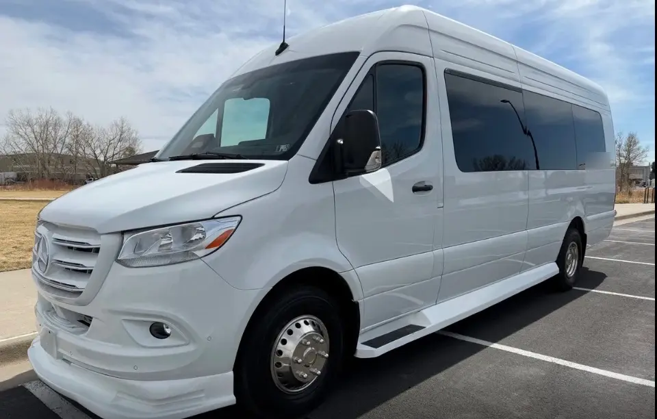 16-Passenger Sprinter Limo Party Bus – White Mercedes-Benz Sprinter