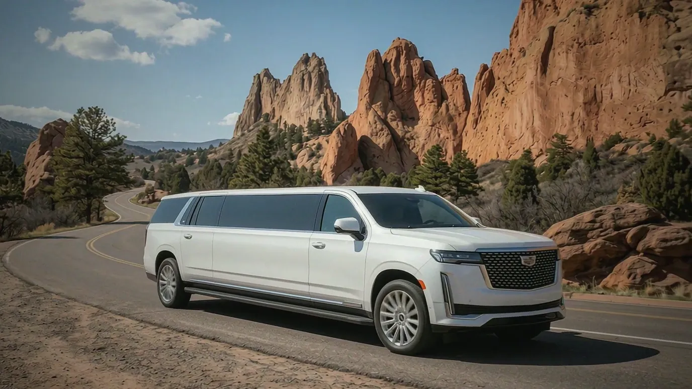 Pitkin County white Cadillac Escalade 20 passenger stretch limo